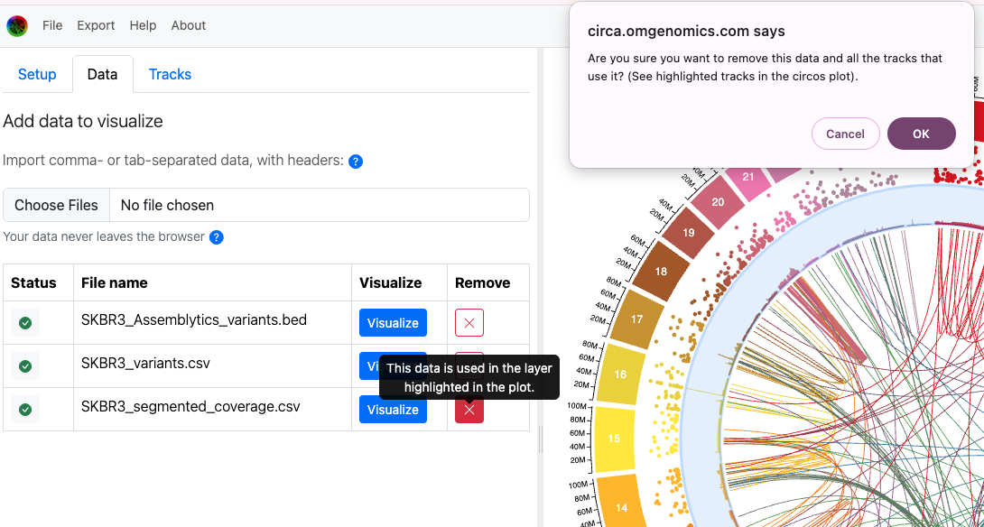 Remove dataset with tracks